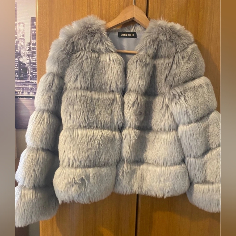 Gray Faux Fur Jacket
